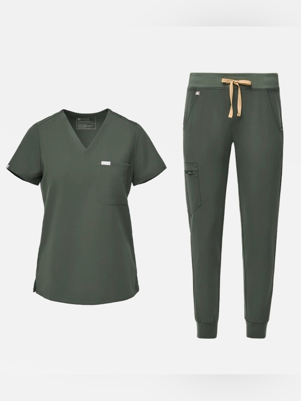 Figs Olive Green Jogger Scrub Set Size Large